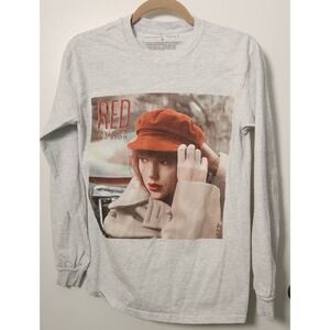 Taylor Swift Red Taylor's‎ Version Merch Small Long Sleeve Gray T-Shirt Graphic